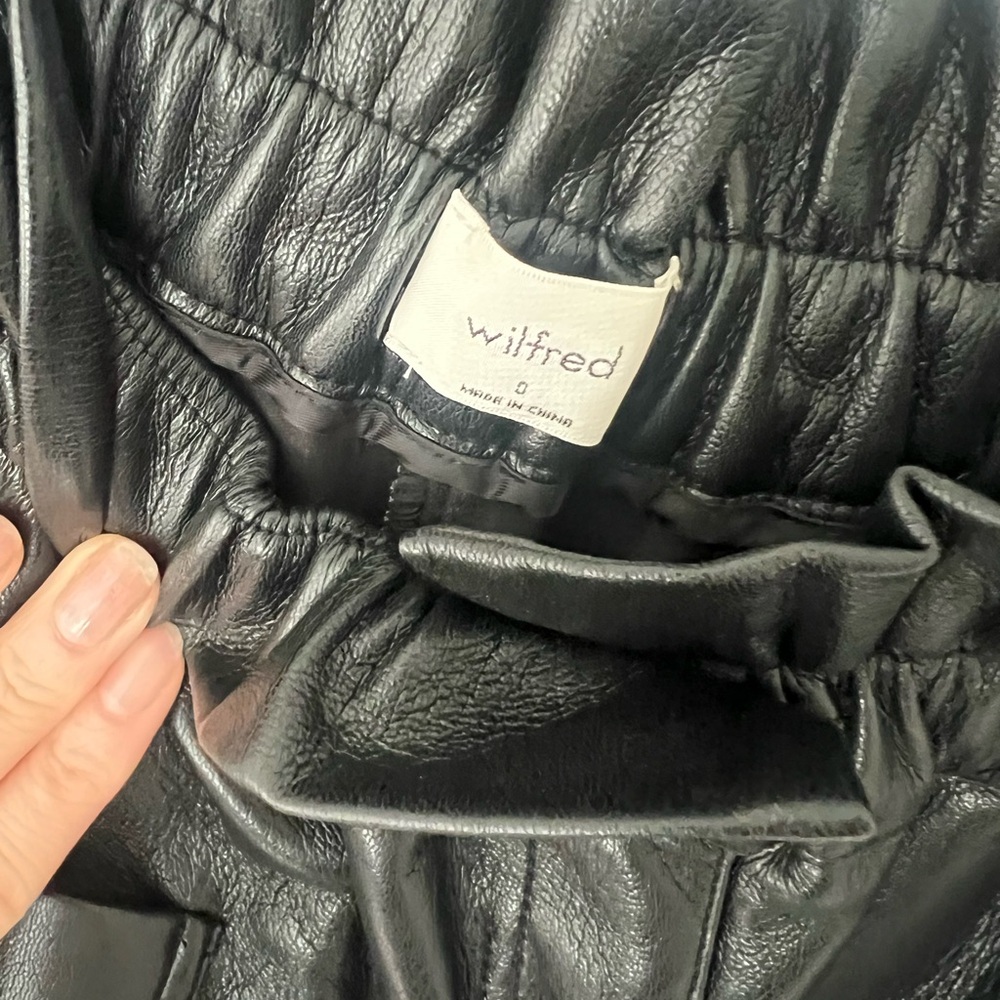 Wilfred Black Paper-bag waist Leather Pant